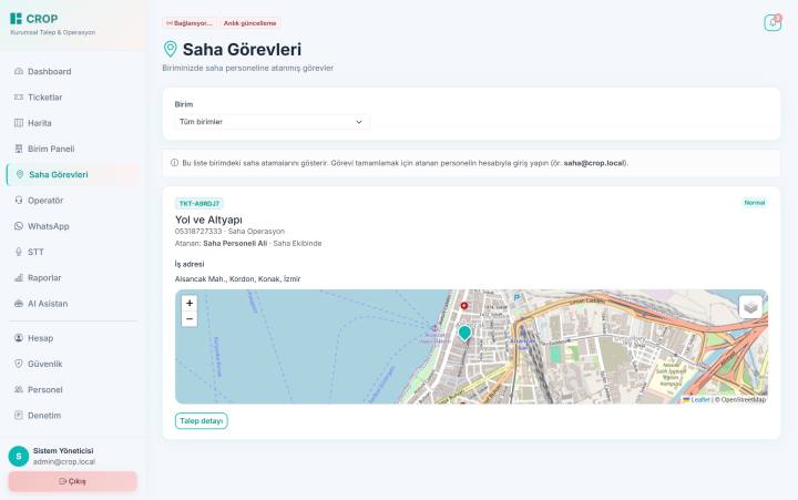 CROP — Kurumsal Talep ve Çağrı Merkezi Platformu