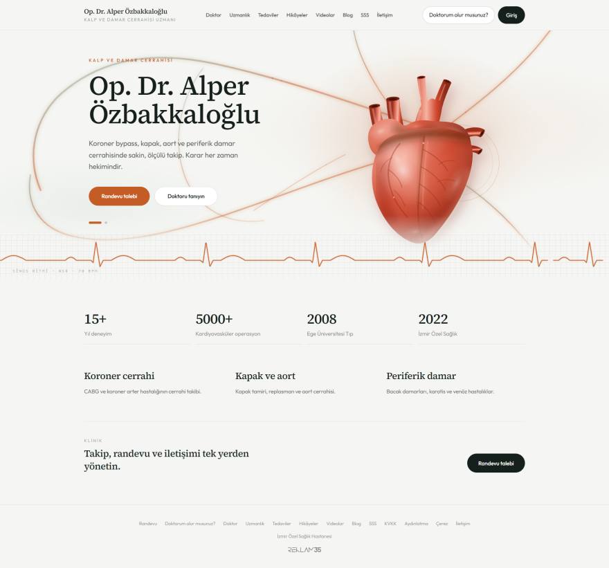 Kalp ve Damar Cerrahisi Yazılımı (CardioClinic) arayüz görünümü