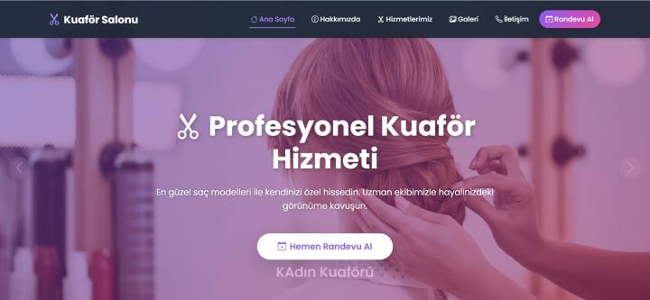 Kuaför Salon Yönetim Sistemi — genel görünüm