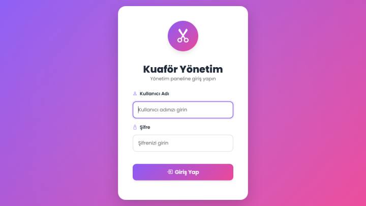 Kuaför Salon Yönetim Sistemi — yönetim paneli
