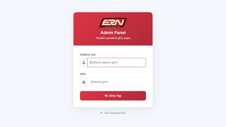 Oto Servis — Servis Sitesi ve İş Emri Yönetimi — yönetim paneli